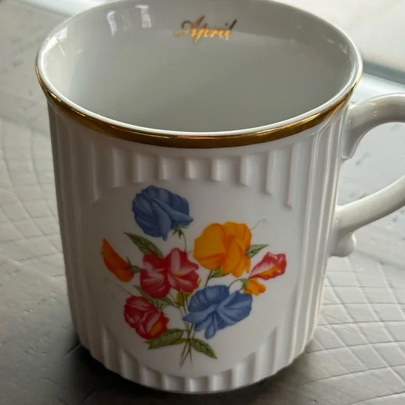 April Birth Flower Vintage Original Bohemia Sweat Pea Birth Month‎ April mug - Picture 8 of 8